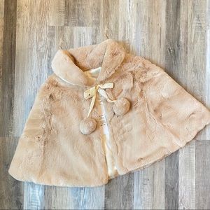Elegant Tan Faux Fur Cape